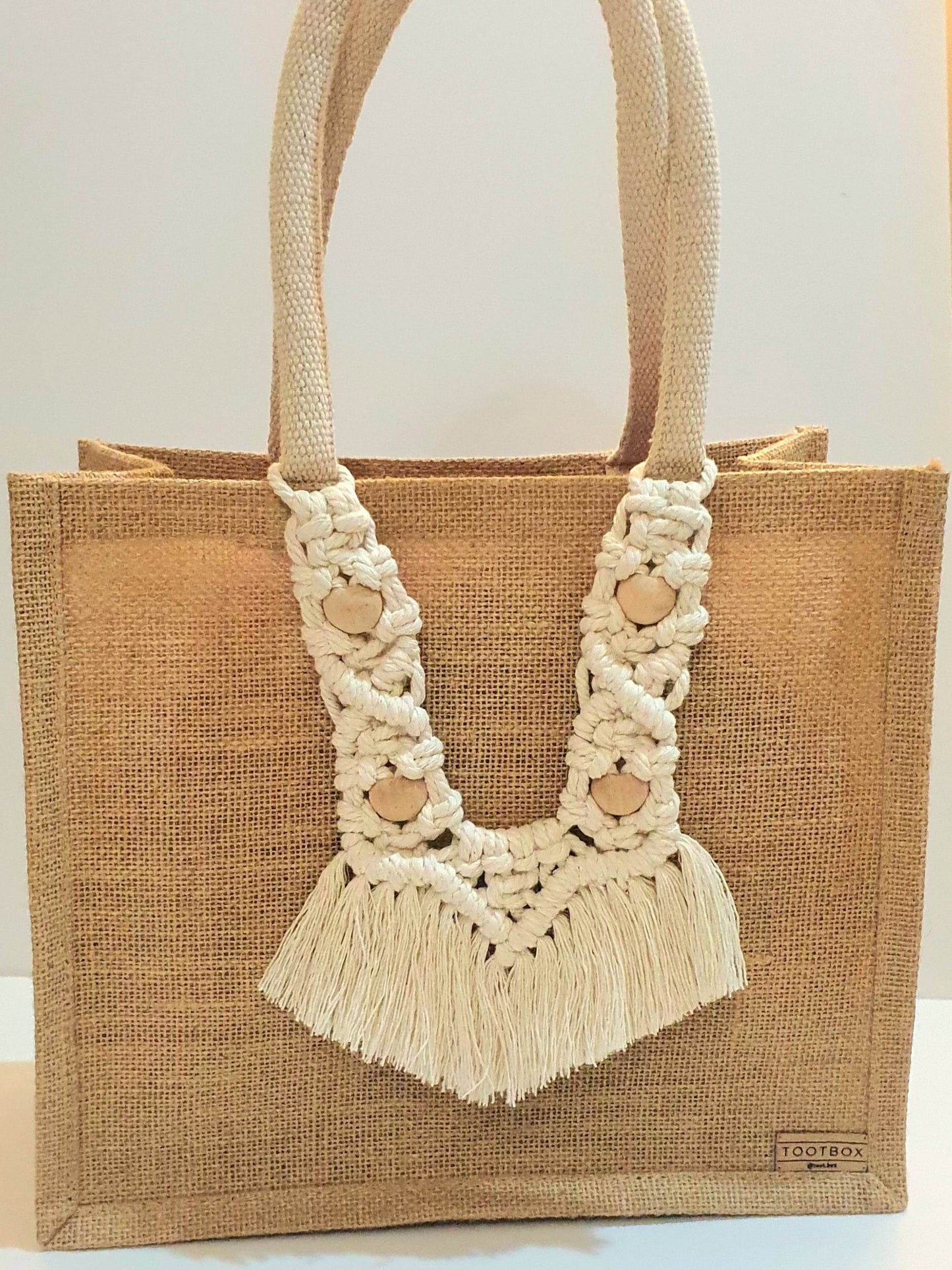 Macrame-Jute Tote bag – Effortless Style, Naturally Made🧵- M - Toot Box