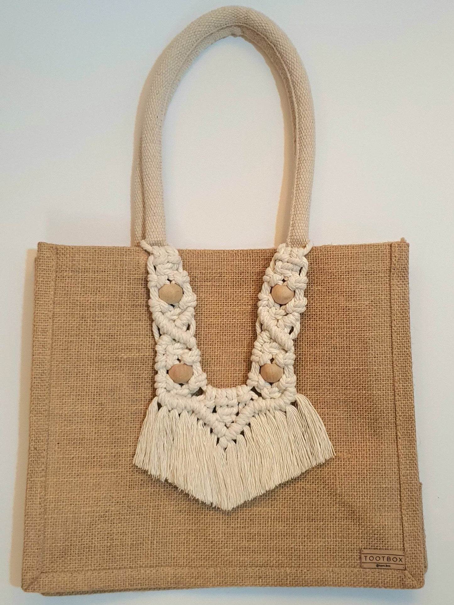 Macrame-Jute Tote bag – Effortless Style, Naturally Made🧵- M - Toot Box