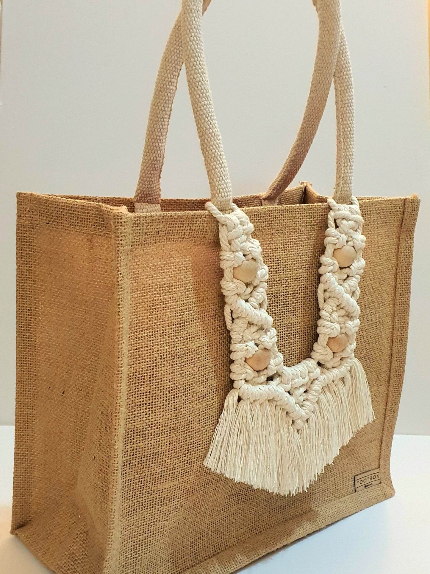 Macrame-Jute Tote bag – Effortless Style, Naturally Made🧵- M - Toot Box