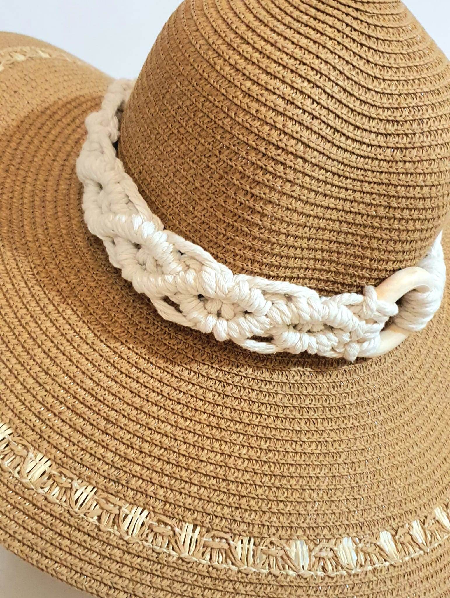 Handwoven Summer Hat – Natural Elegance with Macrame Detail🧵 - Toot Box