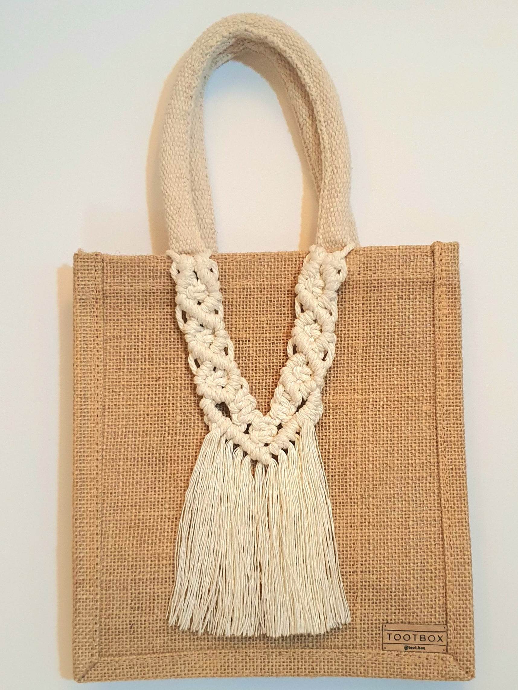 👜Macrame-Jute Tote Bag – Effortless Style, Naturally Made🧵 – S - Toot Box