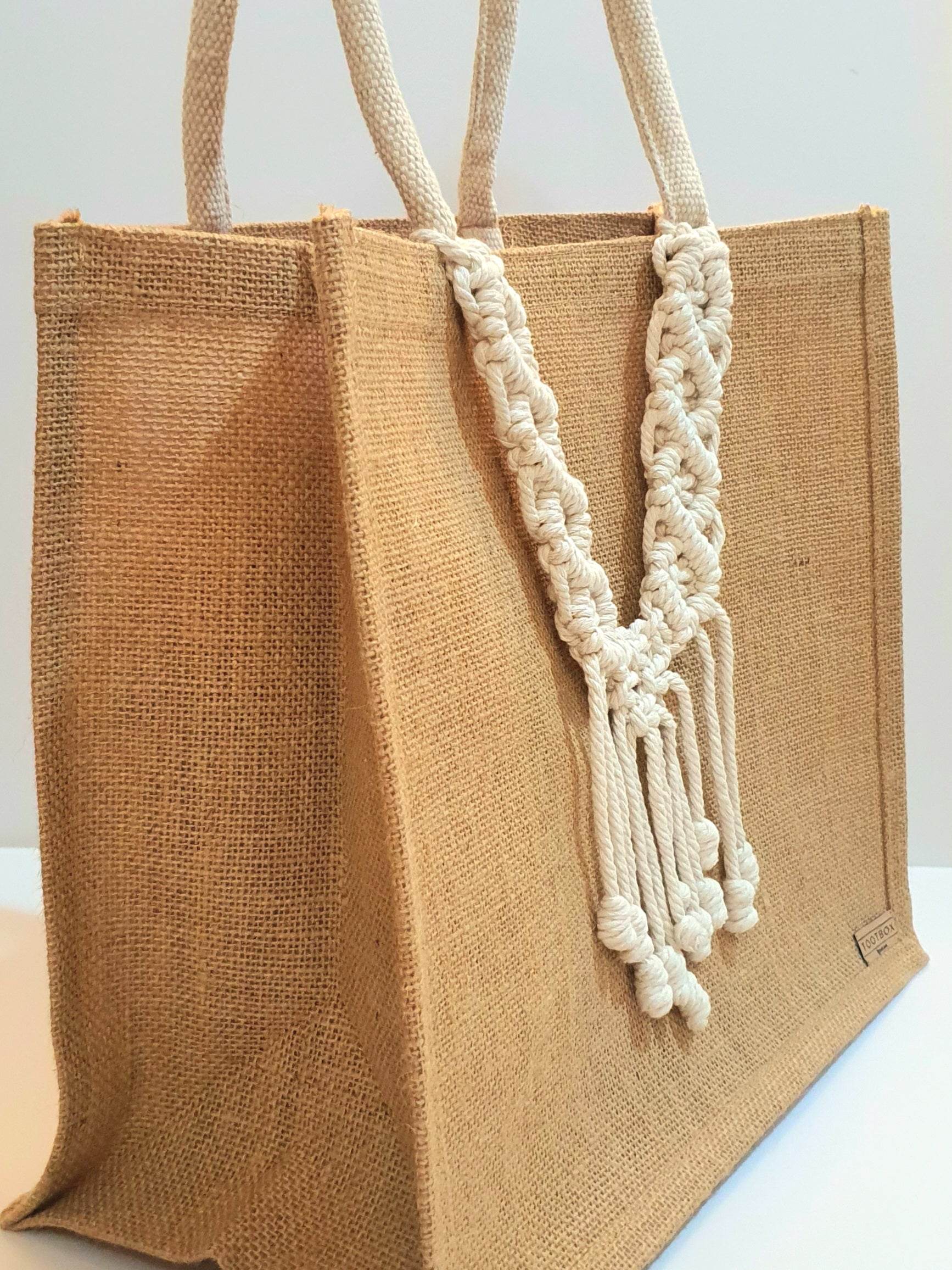 👜Macrame-Jute Tote Bag – Effortless Style, Naturally Made🧵 – L - Toot Box