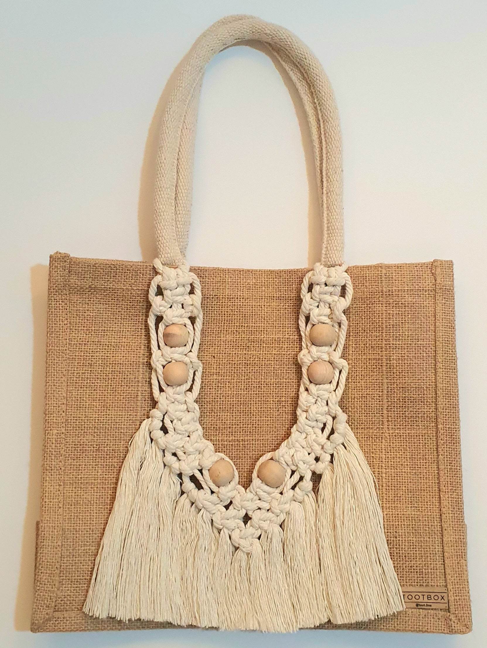 👜Macrame-Jute Tote Bag – Effortless Style, Naturally Made🧵 – M - Toot Box